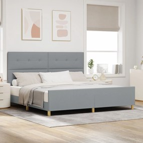 vidaXL Cadru de pat, gri deschis, 200x200 cm, textil