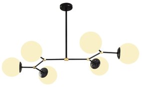 Lustră de 6 becuri Opviq lights Damar Horizontal, negru