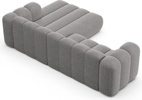 Colțar gri cu tapițerie din chenille (cu colț pe partea dreaptă/cu șezlong) Lupine – Micadoni