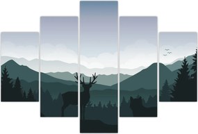 Tablou - Cerb cu lup pe stânci (150x105 cm)