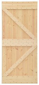 Usa glisanta cu set feronerie, 90 x 210 cm, lemn masiv de pin 1, Maro, 90 x 210 cm