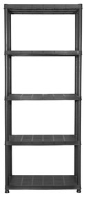 Raft de depozitare cu 5 polite, negru, 71x38x170 cm, plastic 71 x 38 x 170 cm, 1