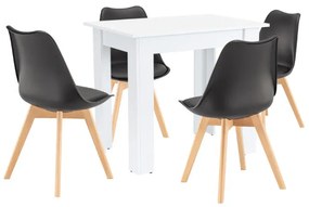 Set de masă Amina 4+1 alb-negru