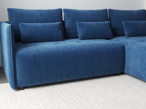 Colțar extensibil dumonde cu ladă de depozitare si sezut confortabil din spuma high-density, Malta Zoom Blue 235x185 cm