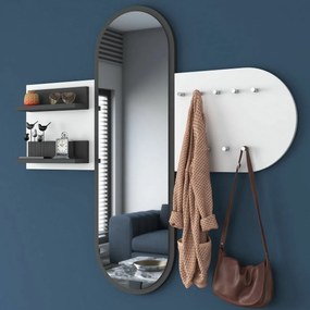 Cuier de perete cu oglindă Pomi White