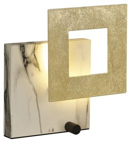 Veioza, Lampa de masa LED design ambiental DALIA auriu/ alb marmorat