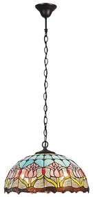 Brilagi - candelabru Tiffany cu vitralii pe lanț LORAS 2xE27/60W/230V