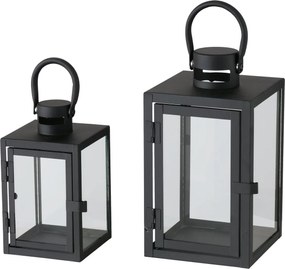 Lantern metalic cu geam din sticla, doua marimi, ARANA