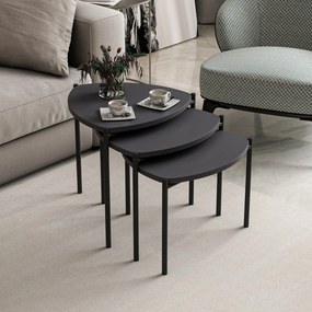 Masuta de cafea set (3 bucăți) Lenny - Anthracite