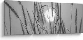 Tablou - Pajiște la apus (cu ceas) (90x30 cm)