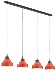 Lustra cu 4 pendule suspendate din Sticla, Rosu, VENTURA