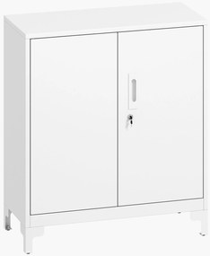 HOMCOM Dulap de birou din metal, uși cu închidere, comodă de birou, design în 2 nivele, Alb | Aosom Romania
