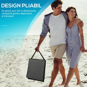 Outsunny Set 2 Șezlonguri Pliabile cu Unghi Reglabil și Buzunar cu Fermoar, 142x51x40 cm, Albastru | Aosom Romania