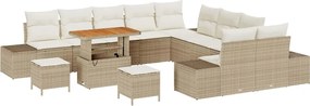 vidaXL Set de canapele pentru grădină cu pernă 13 pcs Bej Rattan poli