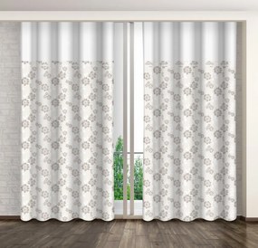 Draperie cu flori bej imprimate și margine albă Lățime: 160 cm | Lungime: 250 cm
