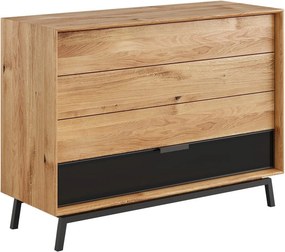 Comodă stejar masiv Madison și Sticlă, 121 × 45 × 90 cm