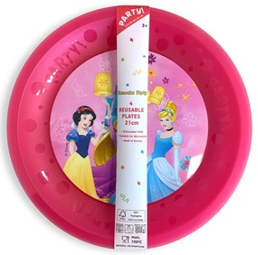 Prințesele Disney Junior Live Your Story set de 4 farfurii plate micro plastic premium 21 cm