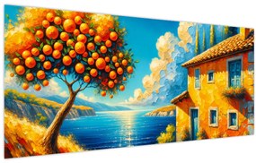 Tablou - Casă cu portocale II. (120x50 cm)