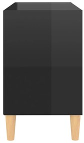 Comoda TV, picioare lemn masiv, negru extralucios 69,5x30x50 cm 1, negru foarte lucios, 69.5 x 30 x 50 cm