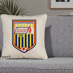 Perna Personalizata CSM Flacara Moreni 1922 Fotbal, 40x40 cm, Bej Canapea, Husa Detasabila, Perna Inclusa, BEKZ®