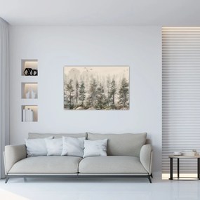 Tablou - Pădurea de pini I., aquarel (90x60 cm)