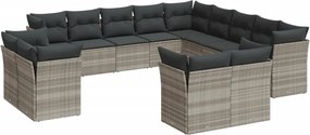 vidaXL Set canapele de grădină cu perne, 13piese gri deschis poliratan