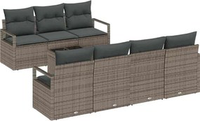 vidaXL Set de canapele pentru grădină cu pernă cu depozitare 8 pcs Gri