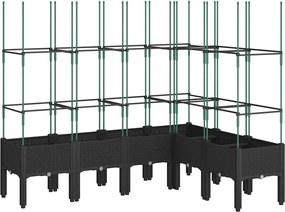 vidaXL Jardinieră de grădină cu spalier, negru, 160x120x142,5 cm, PP