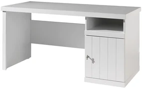 Birou pentru copii Robin alb din MDF și pin masiv cu dulap reversibil – Vipack