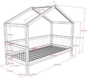 Set FORREST OAK format dintr-un Pat copii Vipack (90 x 200 cm), un sertar și un set de textile.