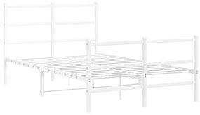 355429 vidaXL Cadru pat metalic cu tăblie de cap/picioare , alb, 120x190 cm