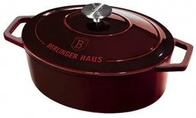 Oală ovală din fontă, 30 cm, 4.65 L Berlinger Haus BH 6499, Burgundy Roaster, ideală pentru friptură/pâine