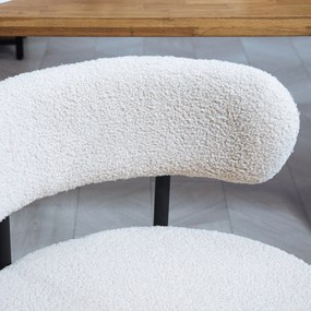 HOMCOM Set 2 scaune de dining, Captușire în Fleece, Scaune cu șezut captusit, Picioare din Metal, Crem | Aosom Romania