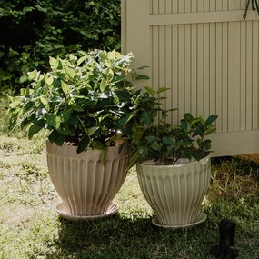 Ghiveci ceramică decorativ, ghiveci cu farfurioară, verde deschis, Ø 25 x H 23 cm, „Anna"
