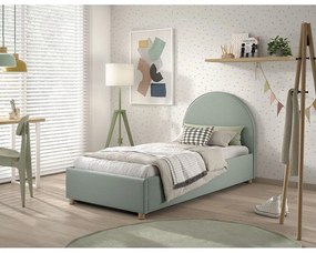 Pat verde tapițat cu spațiu de depozitare cu somieră 90x200 cm Moon – Vipack