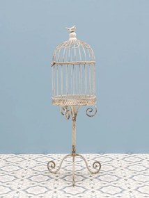 Colivie decorativă shabby chic pe suport din metal, H92 cm