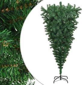 Pom de Craciun artificial inversat, cu suport, verde, 210 cm 1, Verde, 210 x 110 cm