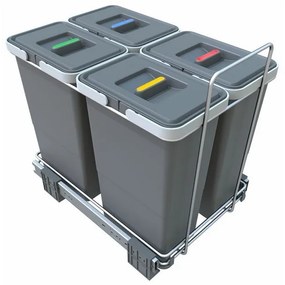 Coș încorporat pentru deșeuri sortate cu cadru 8 + 8 + 8 + 8 l, gri