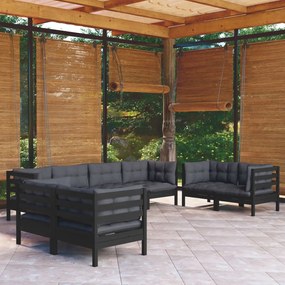 3096272 vidaXL Set mobilier de grădină cu perne, 8 piese, lemn masiv de pin