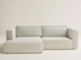 Colțar crem extensibil/cu spațiu de depozitare cu tapițerie din chenille (cu colț pe partea stângă/cu șezlong) Velto – Maison de Rêve