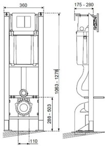 Set rezervor WC Wirquin Chrono, incastrat cu cadru si clapeta de actionare, alb - 50950055