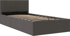 vidaXL Cadru pat hidraulic cu ladă, gri închis, 90x200 cm, textil