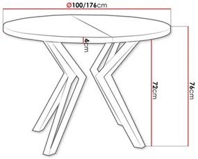 Masă sufragerie extensibilă Relkona (Negru + Alb arctic) (pentru 2-6 persoane). 1105407