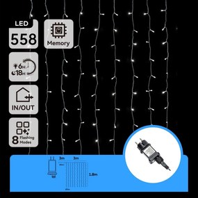 Aigostar - LED Ghirlandă de Crăciun pentru exterior 558xLED/6W/230V 3x1,8m IP44 alb rece
