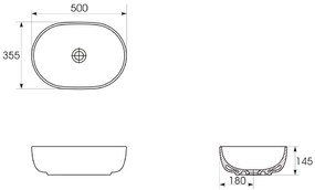 Lavoar pe blat caramiziu 50 cm, oval, Cersanit Moduo Caramiziu mat