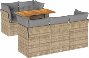 vidaXL Set canapele de grădină cu perne, 6 piese, bej, poliratan