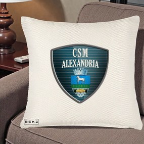 Perna Personalizata CSM Alexandria Fotbal, 40x40 cm, Crem Reliefat, Husa Detasabila, Perna Inclusa, BEKZ®