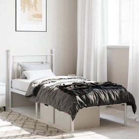 374379 vidaXL Cadru de pat metalic cu tăblie, alb, 80x200 cm