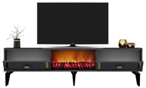 Masă TV/Dulap cu șemineu Tobuvu 2 (antracit + auriu) . 1095519