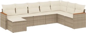 vidaXL Set canapele de grădină, 8 piese, cu perne, bej, poliratan